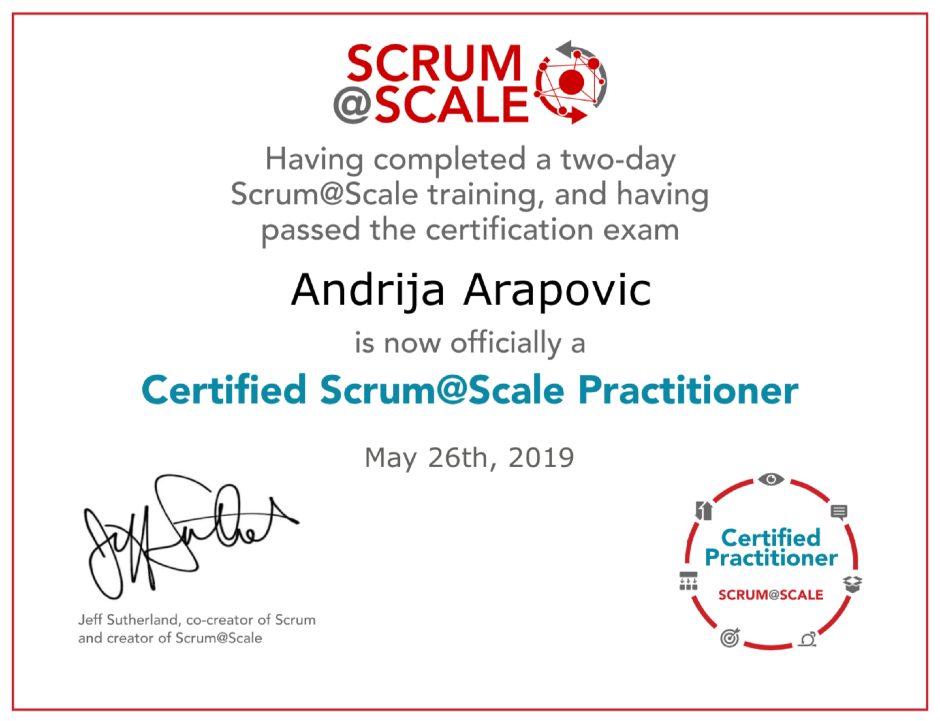 Zertifikat Scrum@Scale